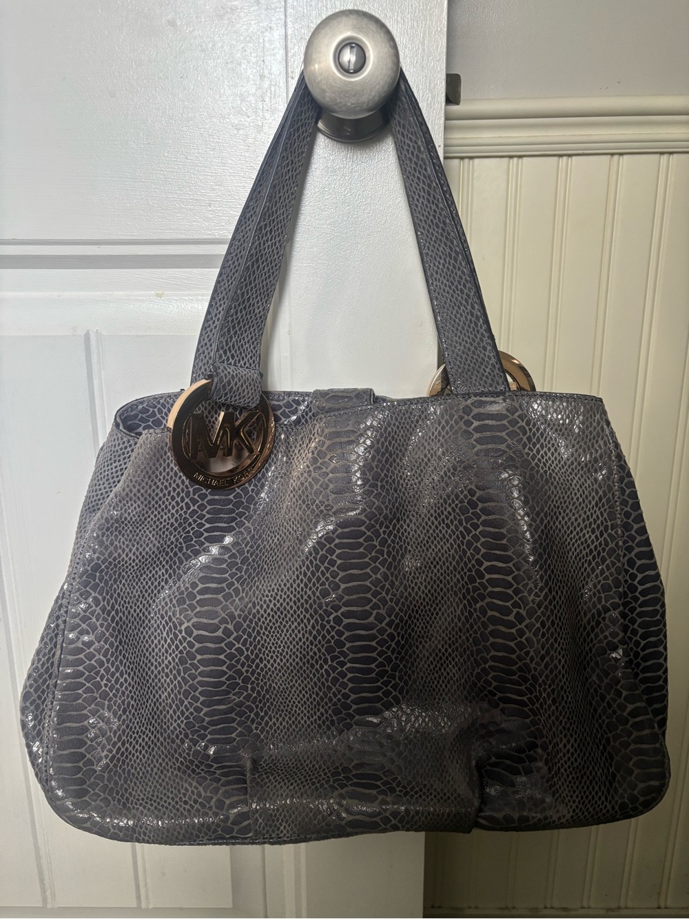 Michael Kors Gray Snake Skin Shoulder Bag